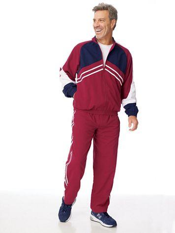John Blair Stripe Microfiber Jog Suit (Onyx, XL)