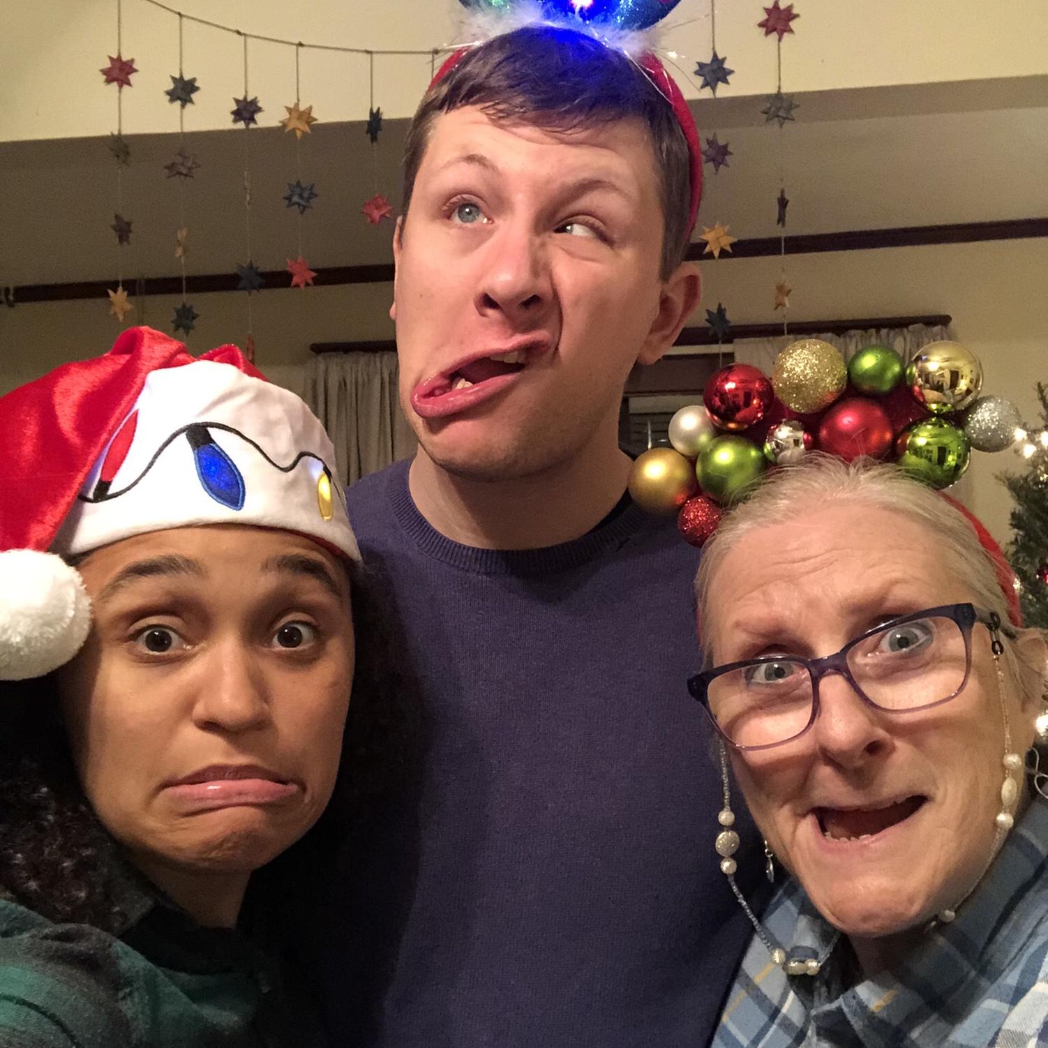 Jordan and Thomas share a serious Christmas moment with Jordan’s mom Joan :)