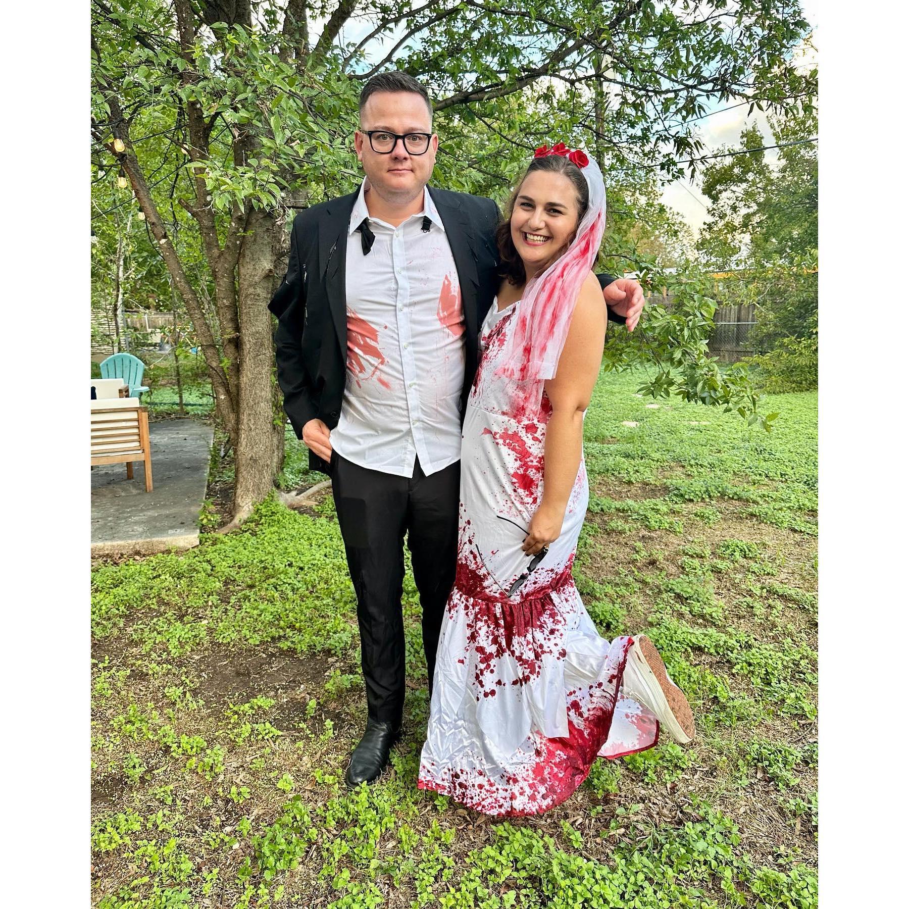 At our surprise engagement/Halloween party