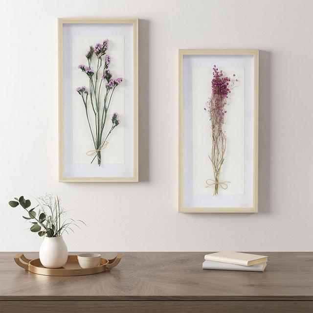 2pc Avant Garden Floral Shadowbox Set Natural - Madison Park