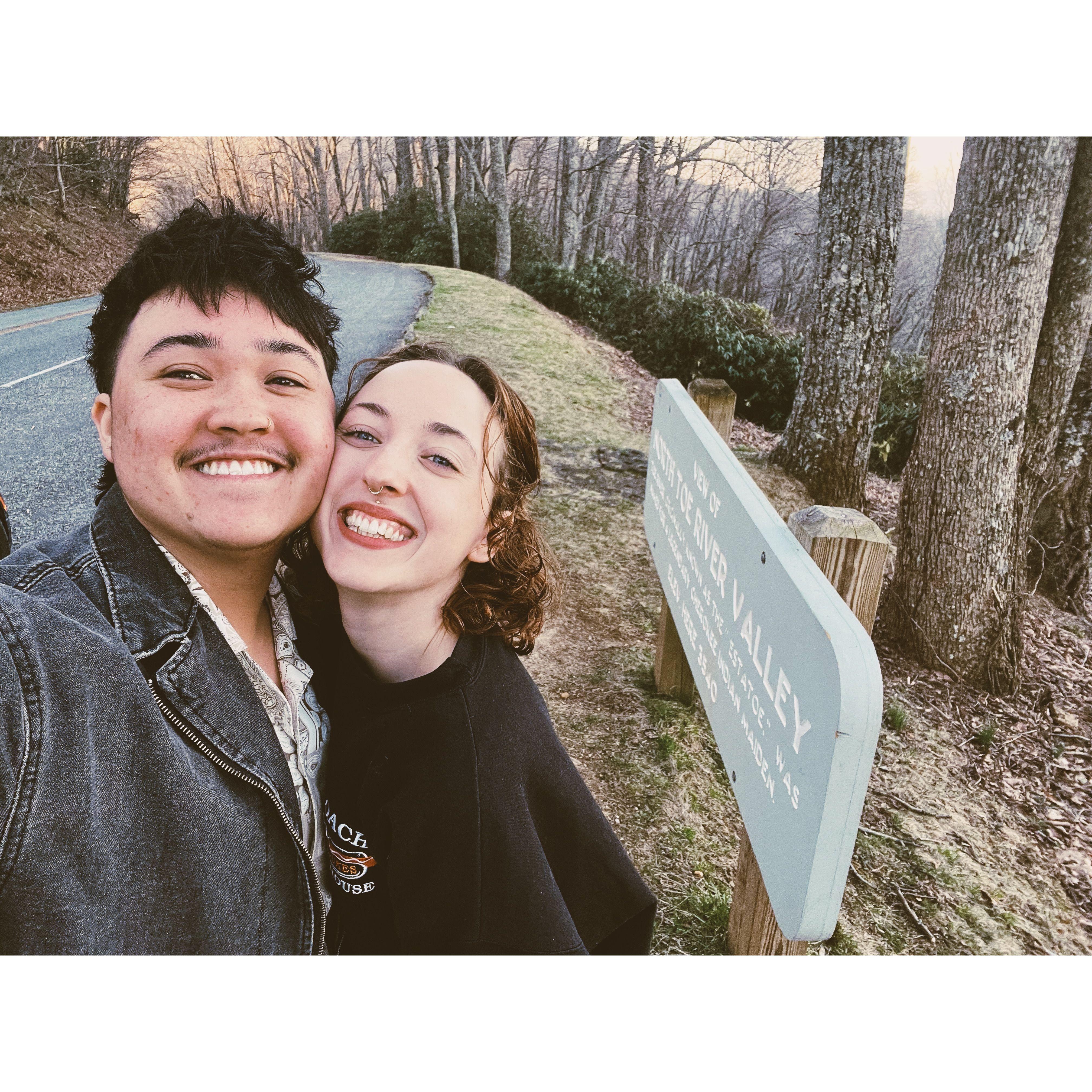 First lookout spot on the way to the proposal, last picture before we became FIANCES!