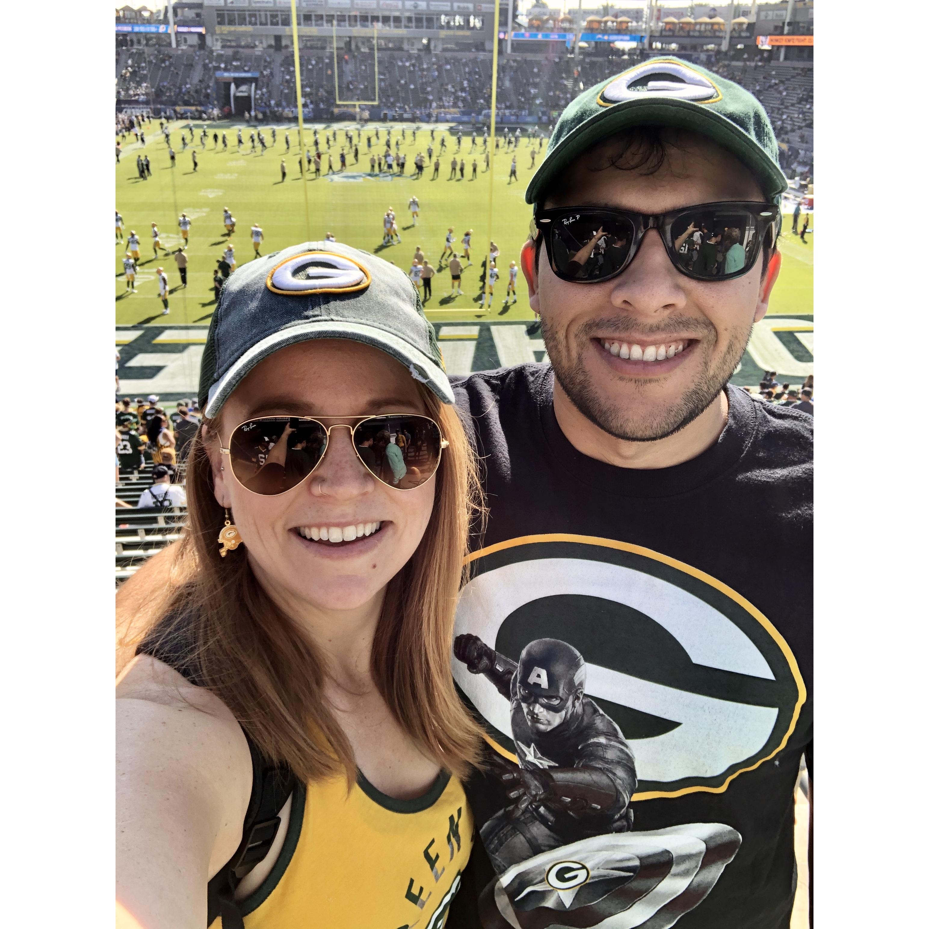 The only way I could get him to wear a Greenbay Packer shirt!