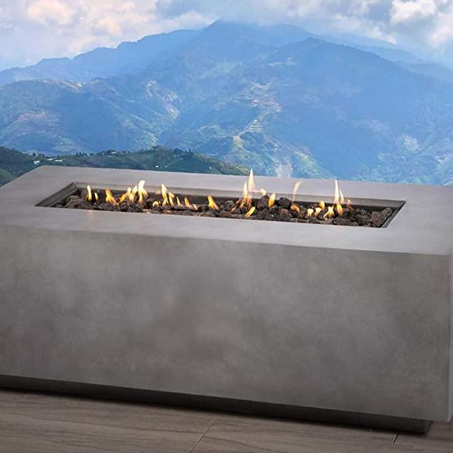 Propane Outdoor Fire Pit [CM-1012C] | Rectangular Gas Fire Table Table for Balcony,Courtyard, Balcony, Terrace and Barbecue | Low Height Fireplace | (Natural Concrete, Size:- 16" H x 42" W x 20" D)