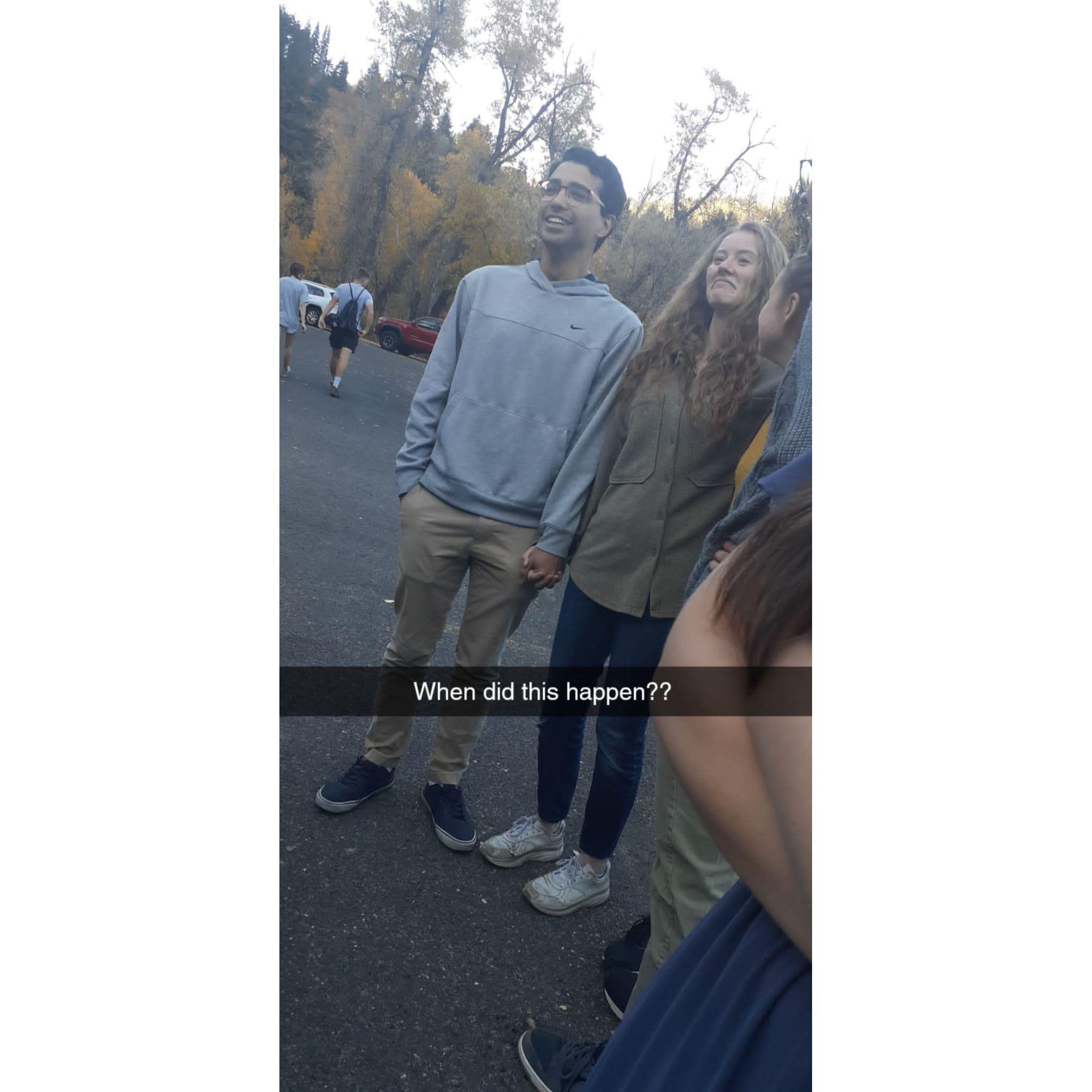 After a few weeks of homework every day and several dates, we started dating, catching a few of our friends by surprise ;)