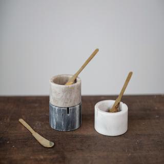 6-Piece Marble Pinch Bowl & Metal Knife Set