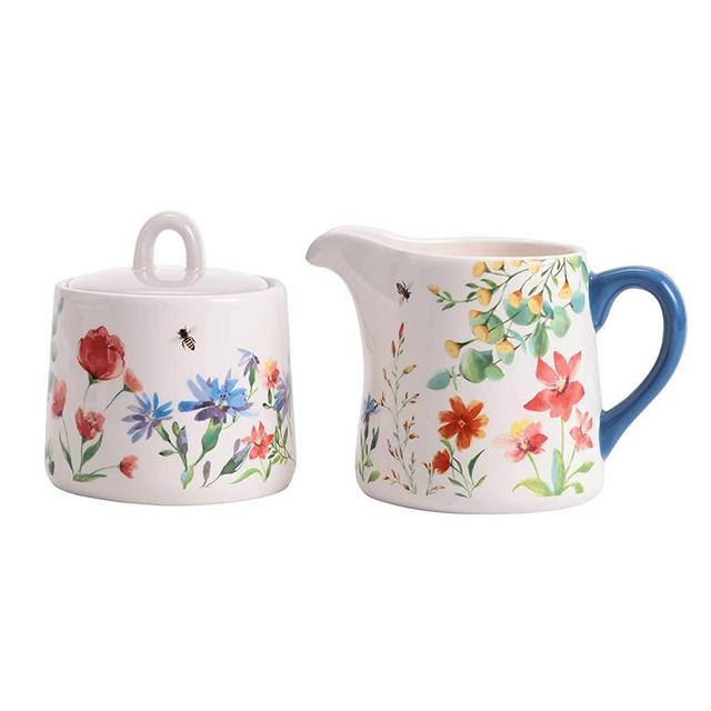 Bico Summer Provence Ceramic Sugar and Cream Set, Dishwasher Safe