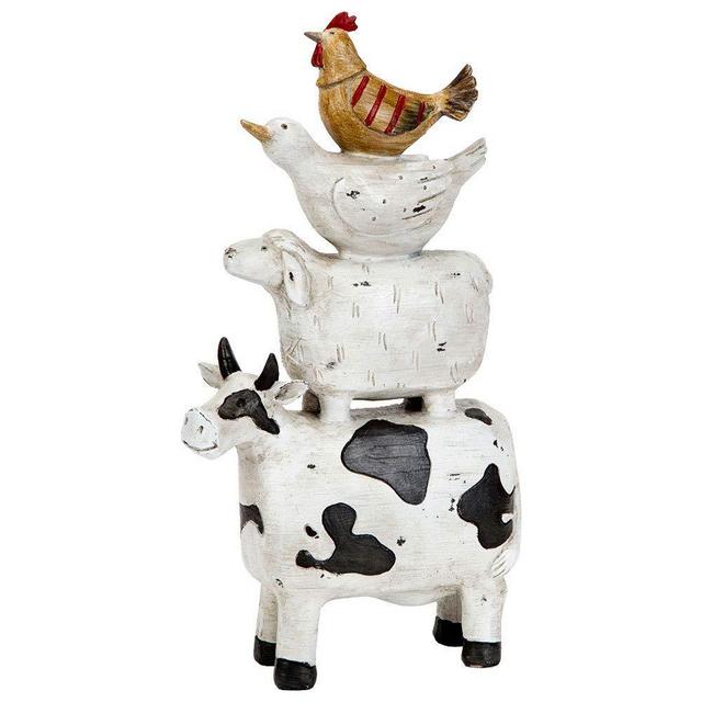 Bits and Pieces - Stacked Farmyard Animal Figurines - Polyresin Animal Sculpture - Farmhouse Home Décor Accent