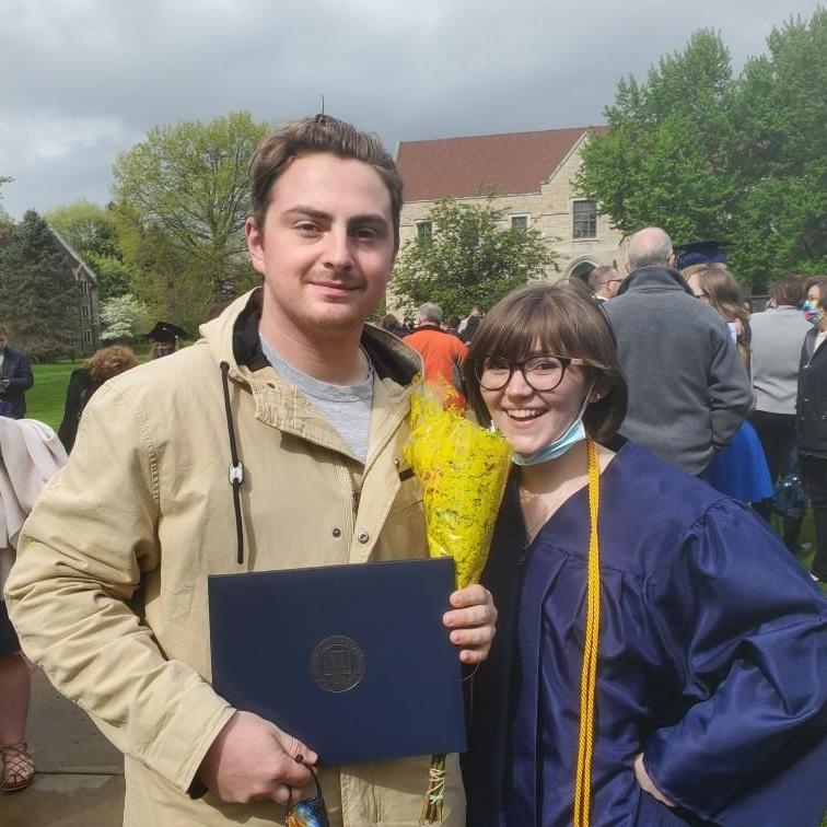 Brody attended Erica's undergrad graduation from Westminster College, bringing her flowers and posing with her diploma.