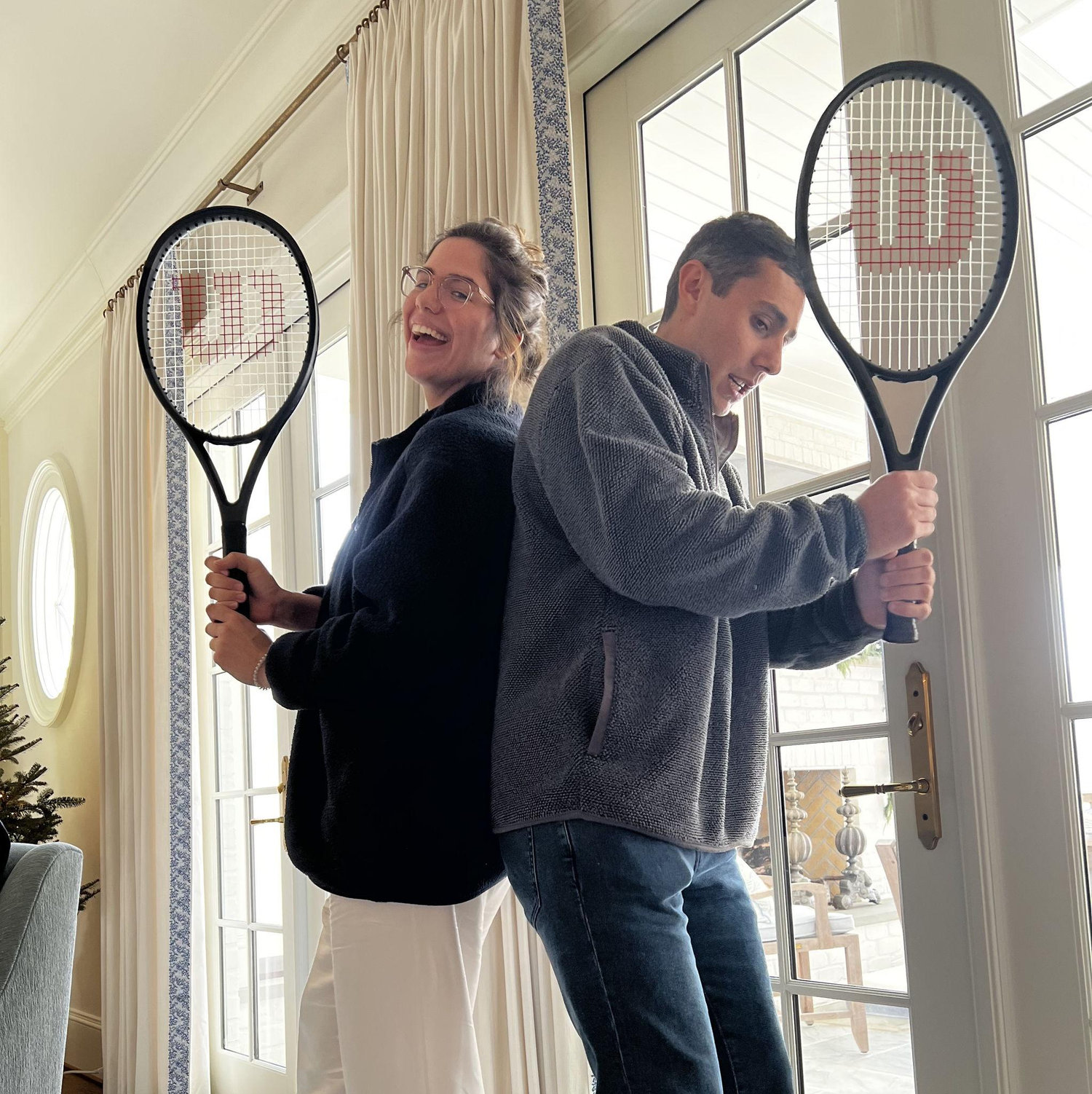 We have been working on our tennis game so please hit us up for a match!! We really need to work on our skills! :)