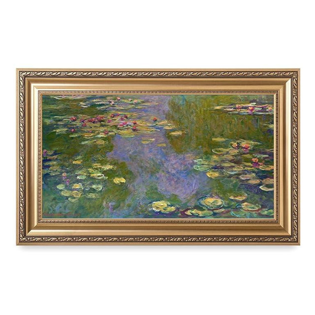 DECORARTS - Water Lilies Claude Monet Giclee Fine Art Print in Embossed Gold Frame. Framed Size: 36x22