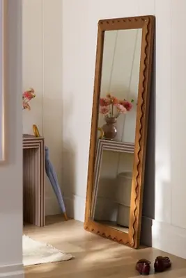 Ziggy Wood Scalloped Floor Mirror