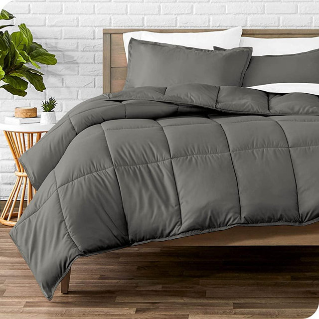 Bare Home Comforter Set - Oversized Queen Size - Ultra-Soft - Goose Down Alternative - Premium 1800 Series - All Season Warmth (Oversized Queen, Grey)