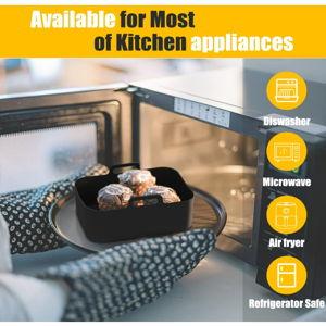 10QT Air Fryer Silicone Liners for Ninja DZ401/DZ550/SL401/SL451/DZ302,MMH 2Pcs Rectangle Food-Grade Airfryer Silicone Pot Reusable Replacement Baking Basket for Cosori 9QT 8-in-1 Dual Air Fryer,Black
