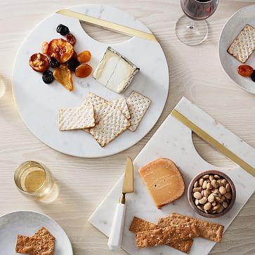 Rectangular Marble & Brass Cheese Board
