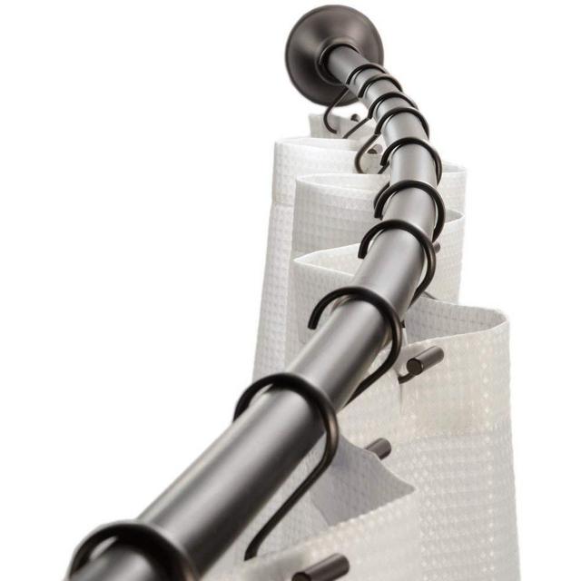 iDesign Curved Metal Shower, Adjustable Customizable Curtain Rod for Bathtub, Stall, Closet, Doorway, 41-72 Inches, Bronze
