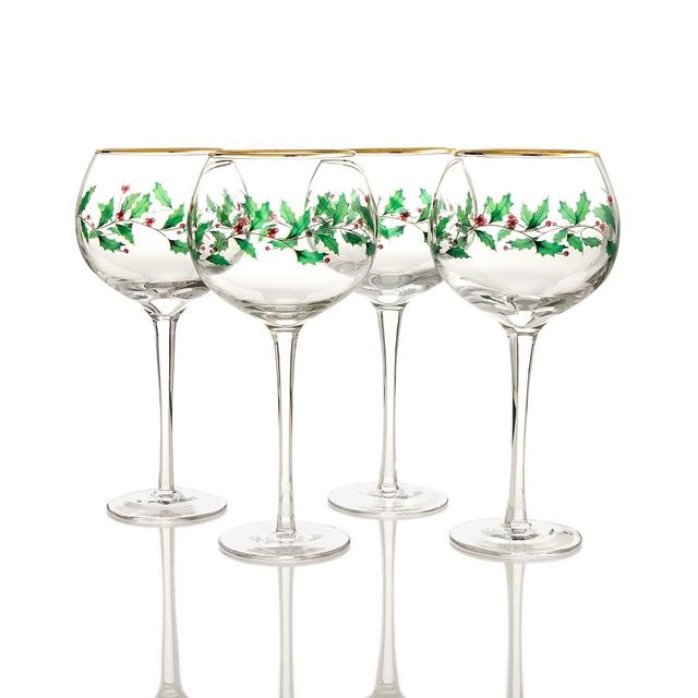 Lenox Holiday Decal Balloon Wine Glass, Set of 4