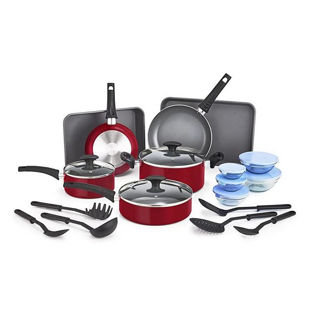 BELLA 21 Piece Cook Bake and Store Kitchen Essentials Set, Red