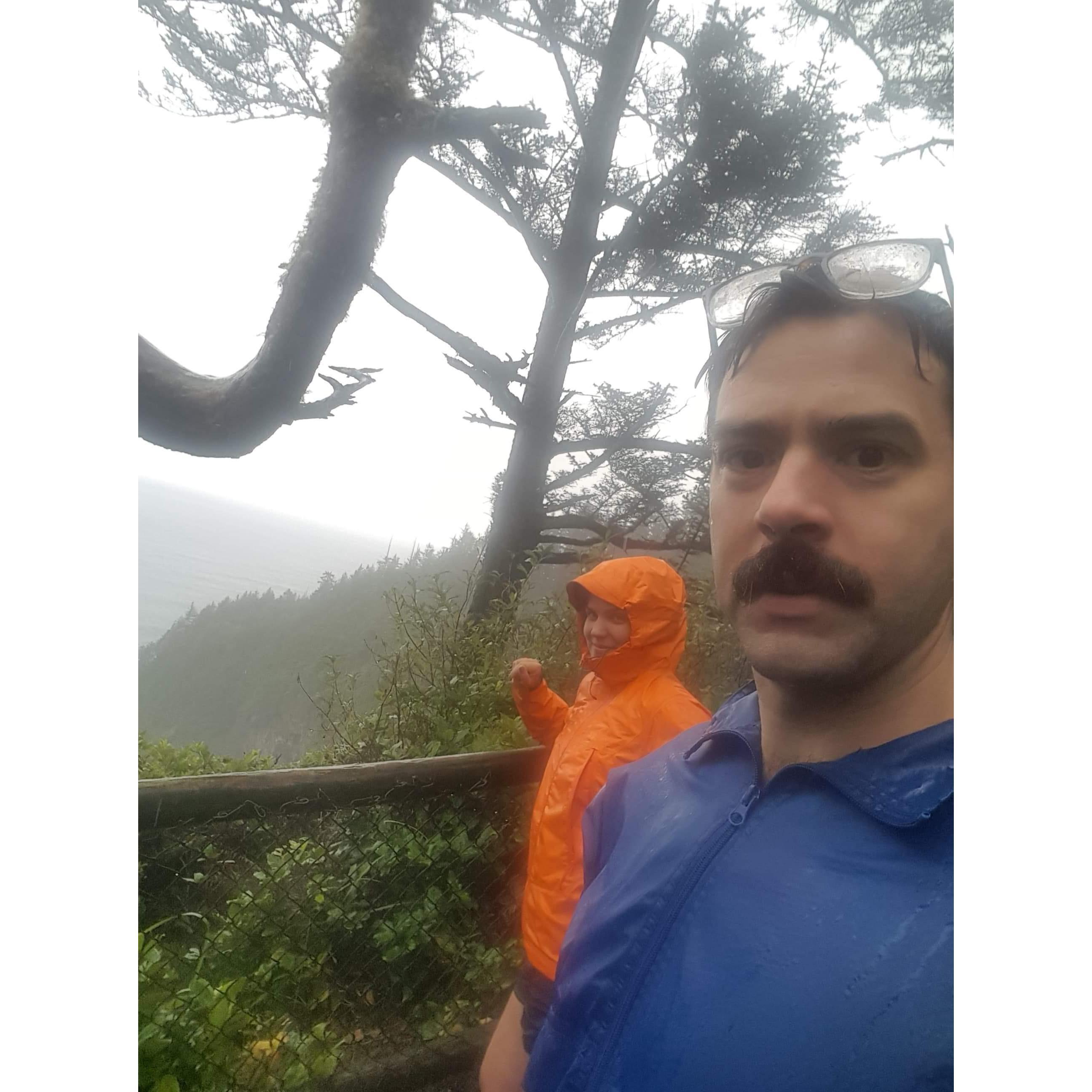 One of our countless rainy hikes together.