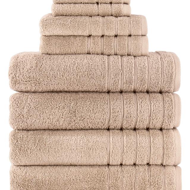 Towels Beyond Luxury Bath Towel Sets - Soft Plush Oversized Bathroom Towels Made with Premium 100% Turkish Cotton (Beige, 8 Piece Towel Set)