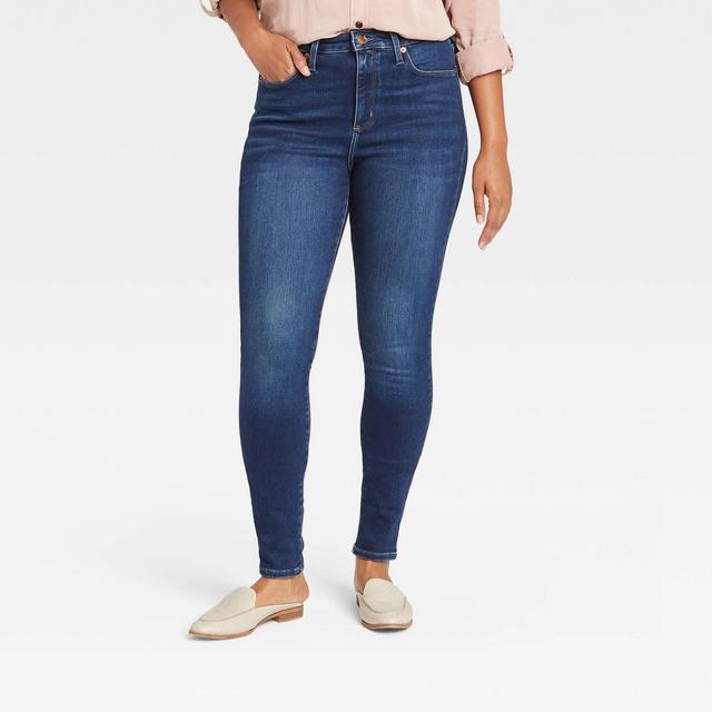 Women's High-Rise Fleece Lined Skinny Ankle Jeans - Universal Thread™ Blue Dusk 8