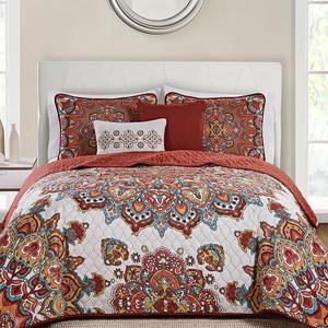 Orange & Teal Tamara Medallion Reversible Quilt Set