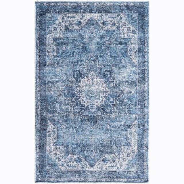 Nourison Washables Vintage Non-Slip Indoor Rug Blue 3' x 5'