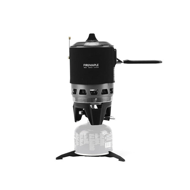 Fire-Maple "Fixed Star 3" Personal Cooking System | Pot/Jet Burner Stove System with Electric Ignition | Ideal for Hiking, Camping, Backpacking, Fishing, Hunting Trips and Emergency Use, Black