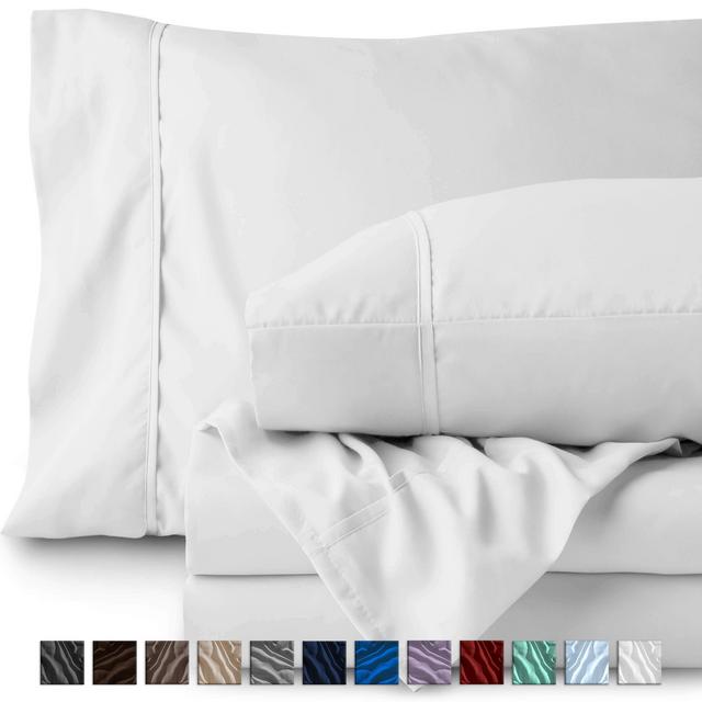 Bare Home Split Head Flex King Sheet Set - 1800 Ultra-Soft Microfiber Bed Sheets - Double Brushed Breathable Bedding - Hypoallergenic – Wrinkle Resistant - Deep Pocket (Head Split King, White)
