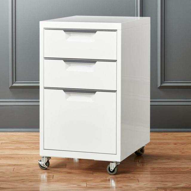 cb2 White 3-Drawer Filing Cabinet