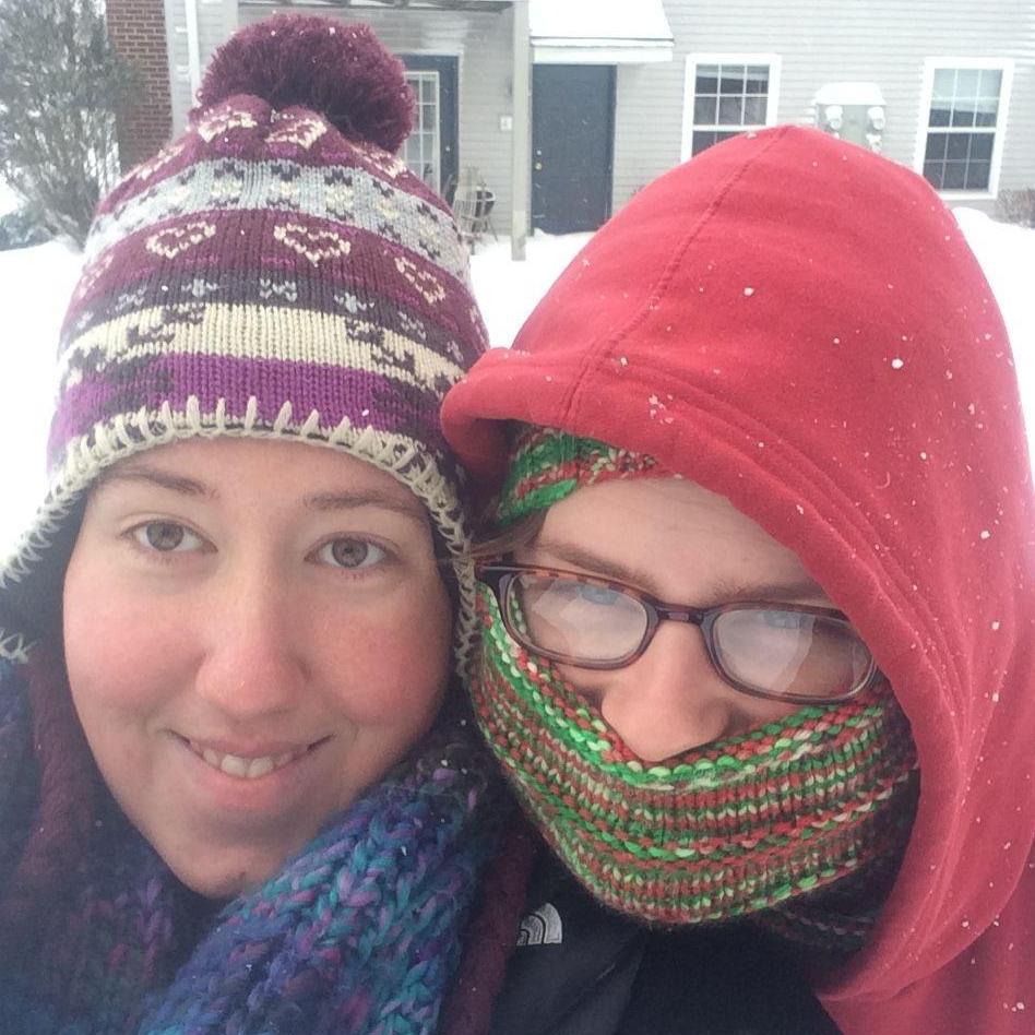 Ashley and Liz having fun in the snowstorm that his Delaware January 2016!