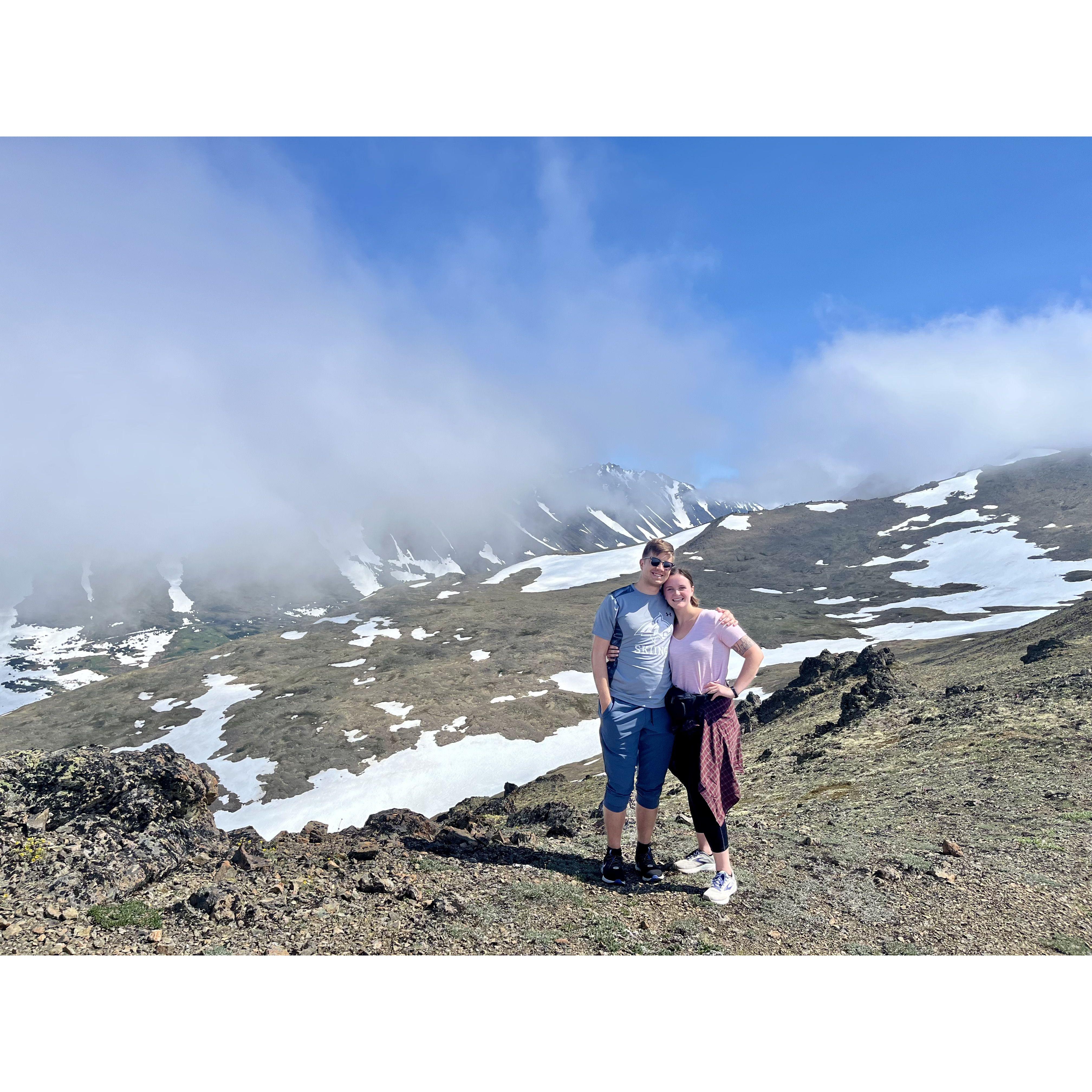 June 2022 - trip to Alaska for Lauren's bff's wedding (Audrey & Trevor). Audrey took us for "a walk" that ended up being a hike up this mountain