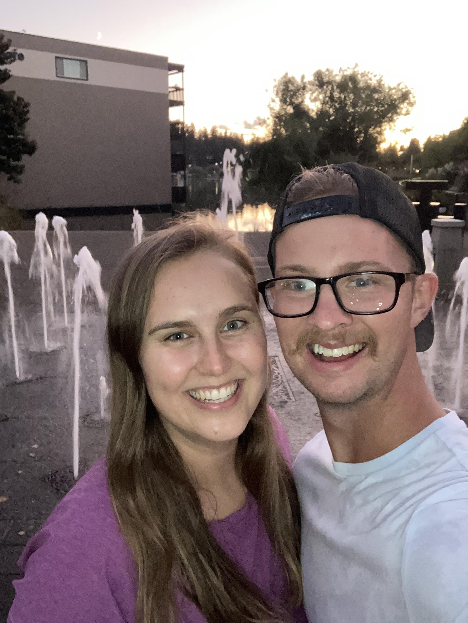 When we ran through the fountain.