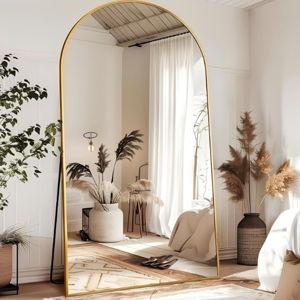 Lumora 78" x 35.2" Arched Large Full Length Mirror Free-Standing Wall Mounted Floor Mirrors, Gold