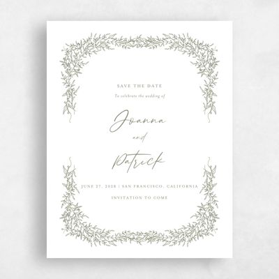 Green Wedding Save the Date - Birchwood Portrait