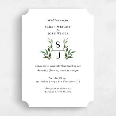 White Ticket Wedding Invitation - Madilou Portrait