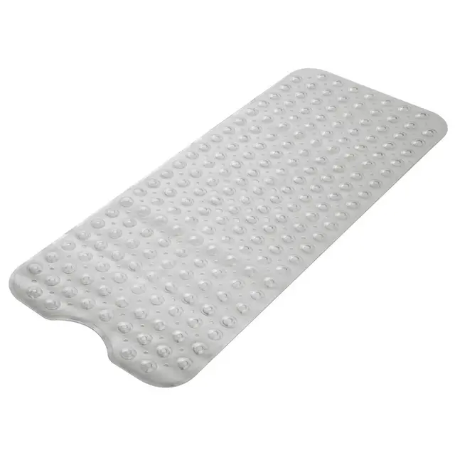 Lux Decor Collection Anti Slip Clear White Bathmats with 200 Suction Cups & Drain Holes