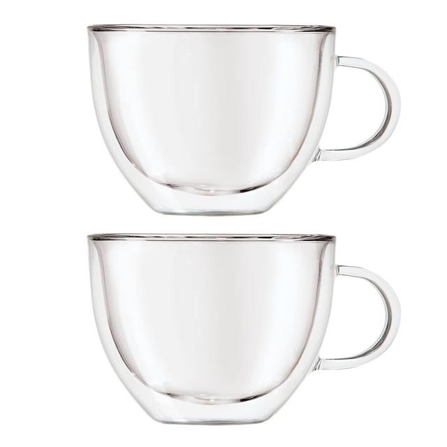 Oggi Set of 2 Double Walled Insulated 16-Ounce Borosilicate Glass Cappuccino Mugs