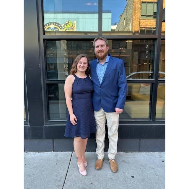 Celebrating our friends' wedding.