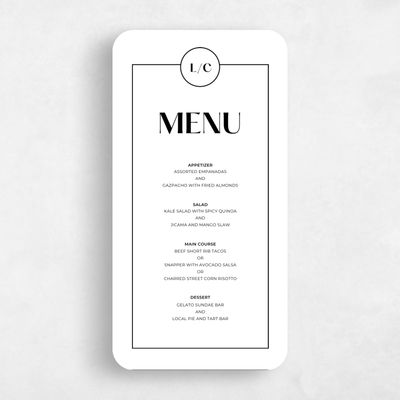 White Rounded Wedding Menu - Brevard
