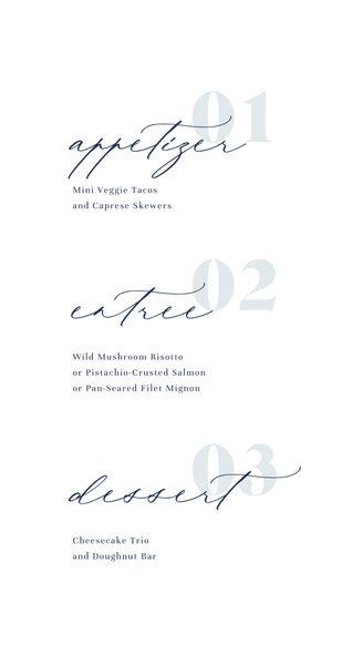 Temecula | Ice | Zola Wedding Menus