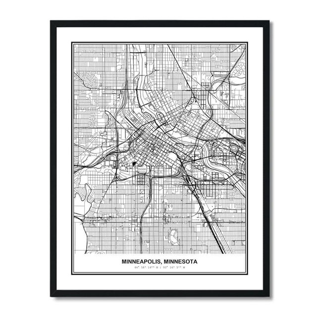 Susie Arts 11X14 Unframed Minneapolis Minnesota Wall Art Metropolitan City View Abstract Street Map Art Print Poster Wall Decor Home Office sdm025