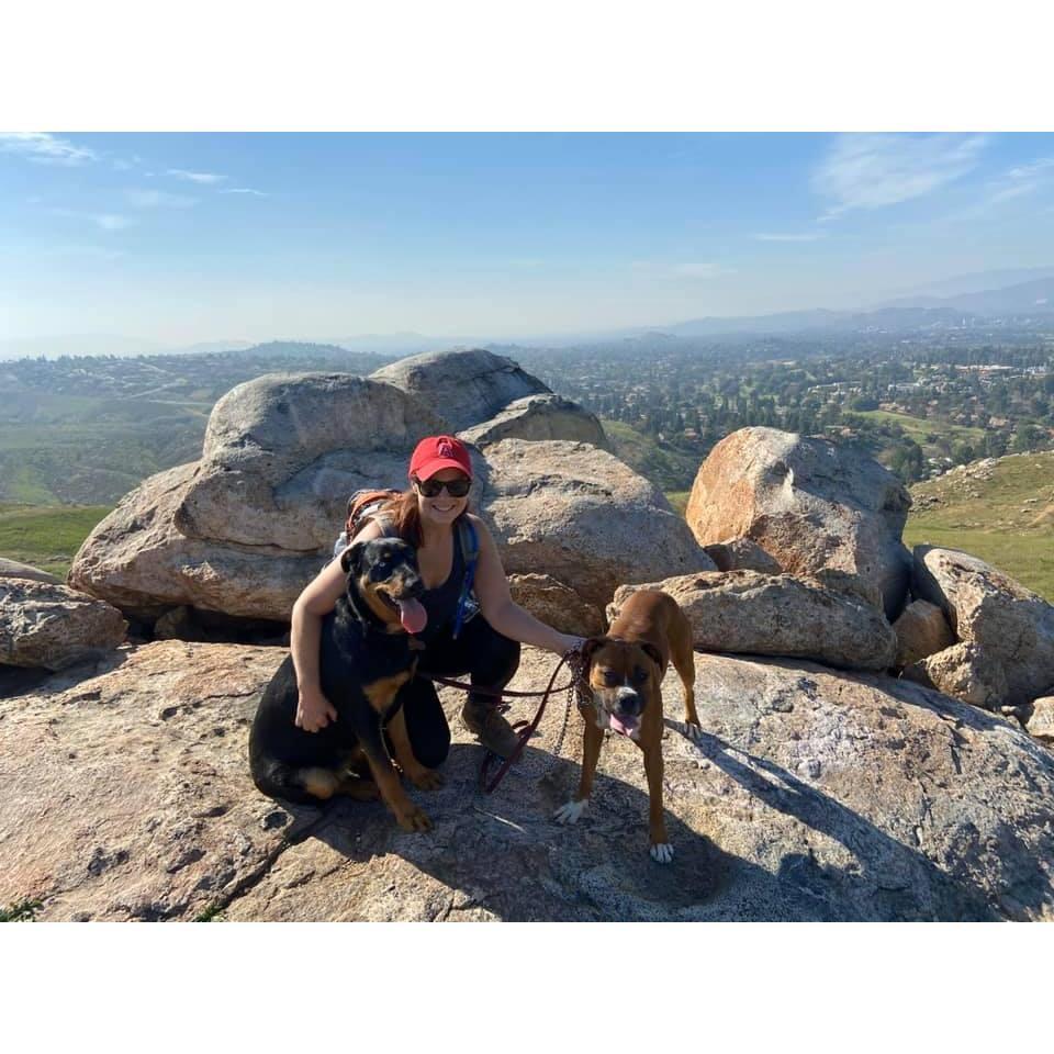 Kathy with the pups