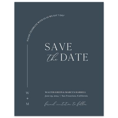Navy Blue Wedding Digital Save the Date - Olaya Portrait