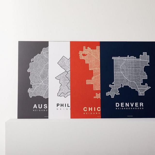 Native Maps City Prints - Atlanta and Cincinnati (Navy/White)