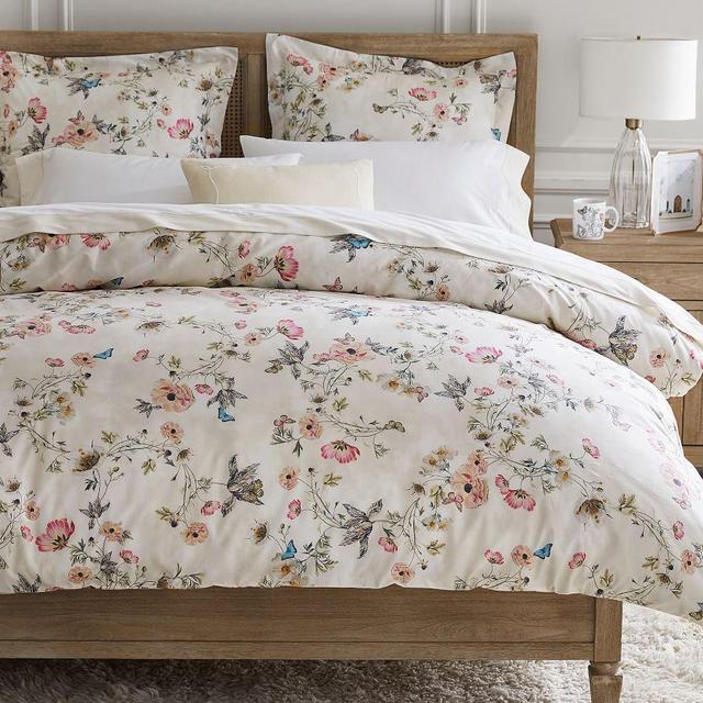 Monique Lhuillier Tuileries Organic Percale Duvet Cover, Full/Queen