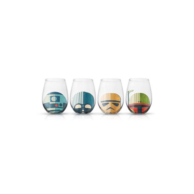 JoyJolt Star Wars Helmet Hues Stemless Drinking Glasses - 15 oz- Set of 4 Stemless Star Wars Glasses
