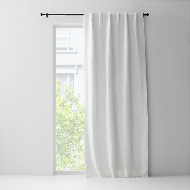Crisp White European Flax ®-Certified Linen Blackout Window Curtain Panel 52"x96"
