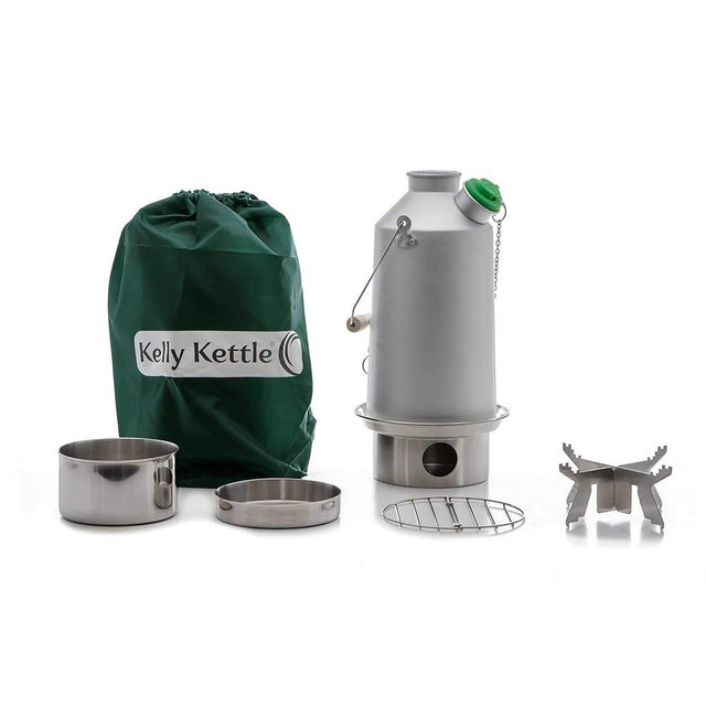 Kelly Kettle Base Camp 54 oz Large Aluminium Camp Kettle, Lightweight Camping Kettle with Whistle, Camp Stove Boils Water Ultra Fast for Fishing, Hunting, Hiking, Survival Gear