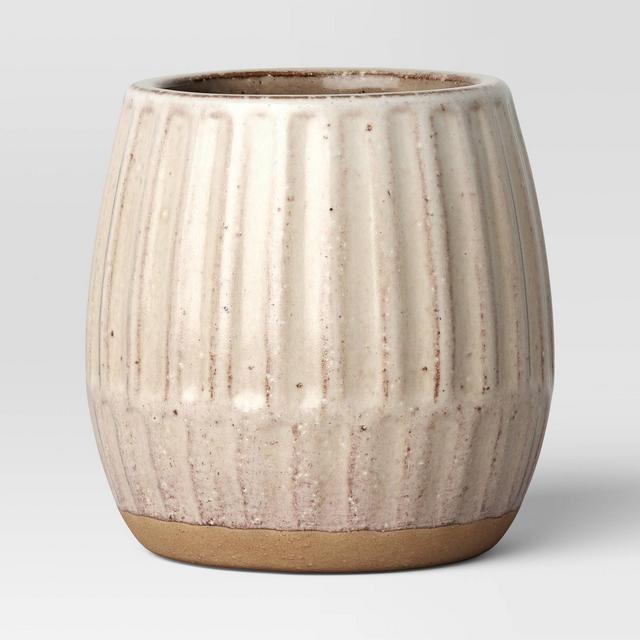6" Ceramic Textured Planter Cream - Threshold™
