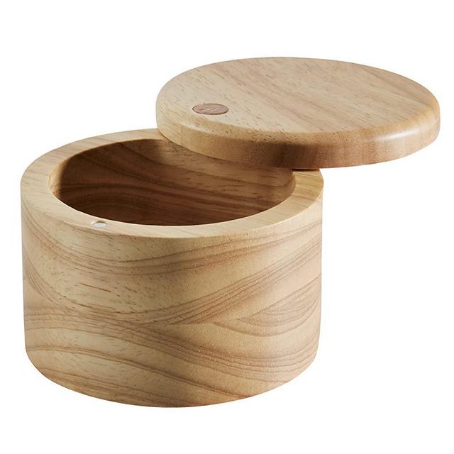 Ayesha Curry 47006 Pantryware Parawood Salt Cellar With Lid / Parawood Salt Box With Lid - 4 Inch, Brown